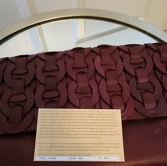 Patricia Nash Baku Leather Crossbody Clutch in Red / Pomegranate color - Picture 10 of 12